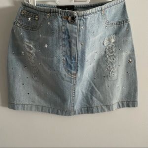 90s Roccobarocco denim mini skirt with star studs